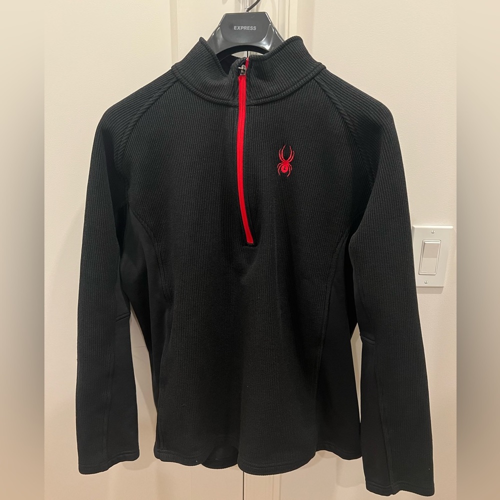 Spyder Mens XL 1/4 zip Outbound Sweater Jacket Black